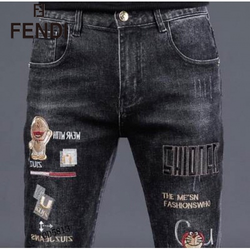 Replica Fendi Jeans For Men #898436 $48.00 USD for Wholesale