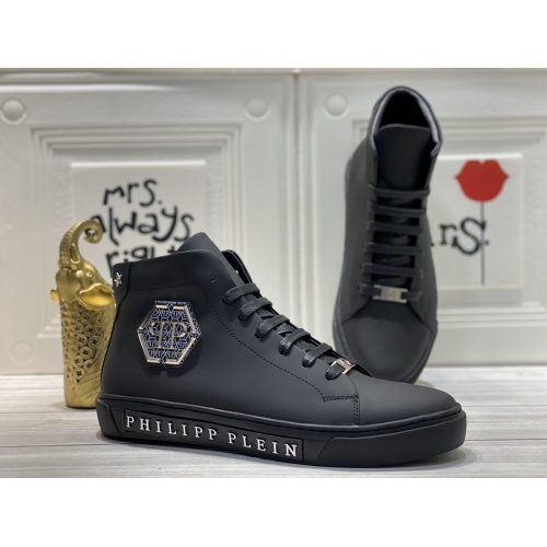 Replica Philipp Plein PP High Tops Shoes For Men #899142 $92.00 USD for Wholesale