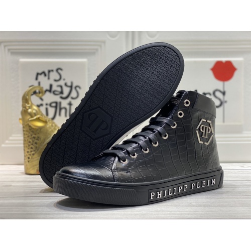 Replica Philipp Plein PP High Tops Shoes For Men #899143 $92.00 USD for Wholesale