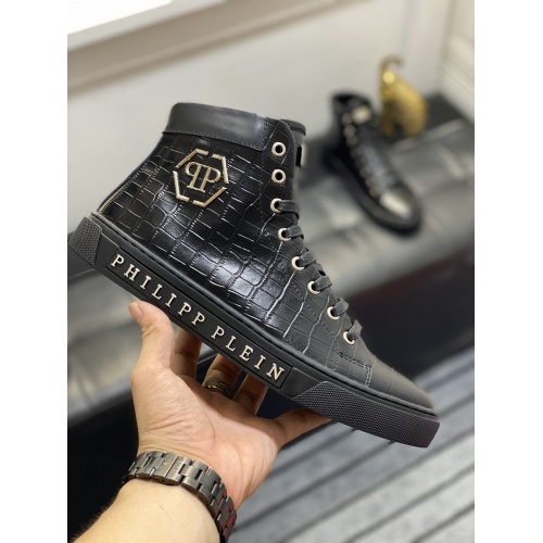 Replica Philipp Plein PP High Tops Shoes For Men #899143 $92.00 USD for Wholesale