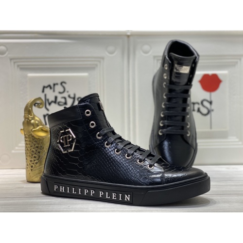Replica Philipp Plein PP High Tops Shoes For Men #899144 $92.00 USD for Wholesale