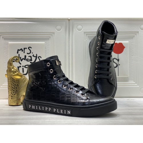 Replica Philipp Plein PP High Tops Shoes For Men #899145 $92.00 USD for Wholesale