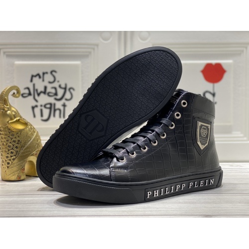 Replica Philipp Plein PP High Tops Shoes For Men #899147 $92.00 USD for Wholesale