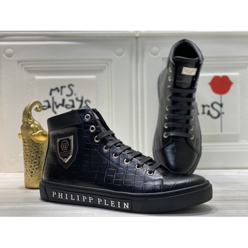 Replica Philipp Plein PP High Tops Shoes For Men #899147 $92.00 USD for Wholesale