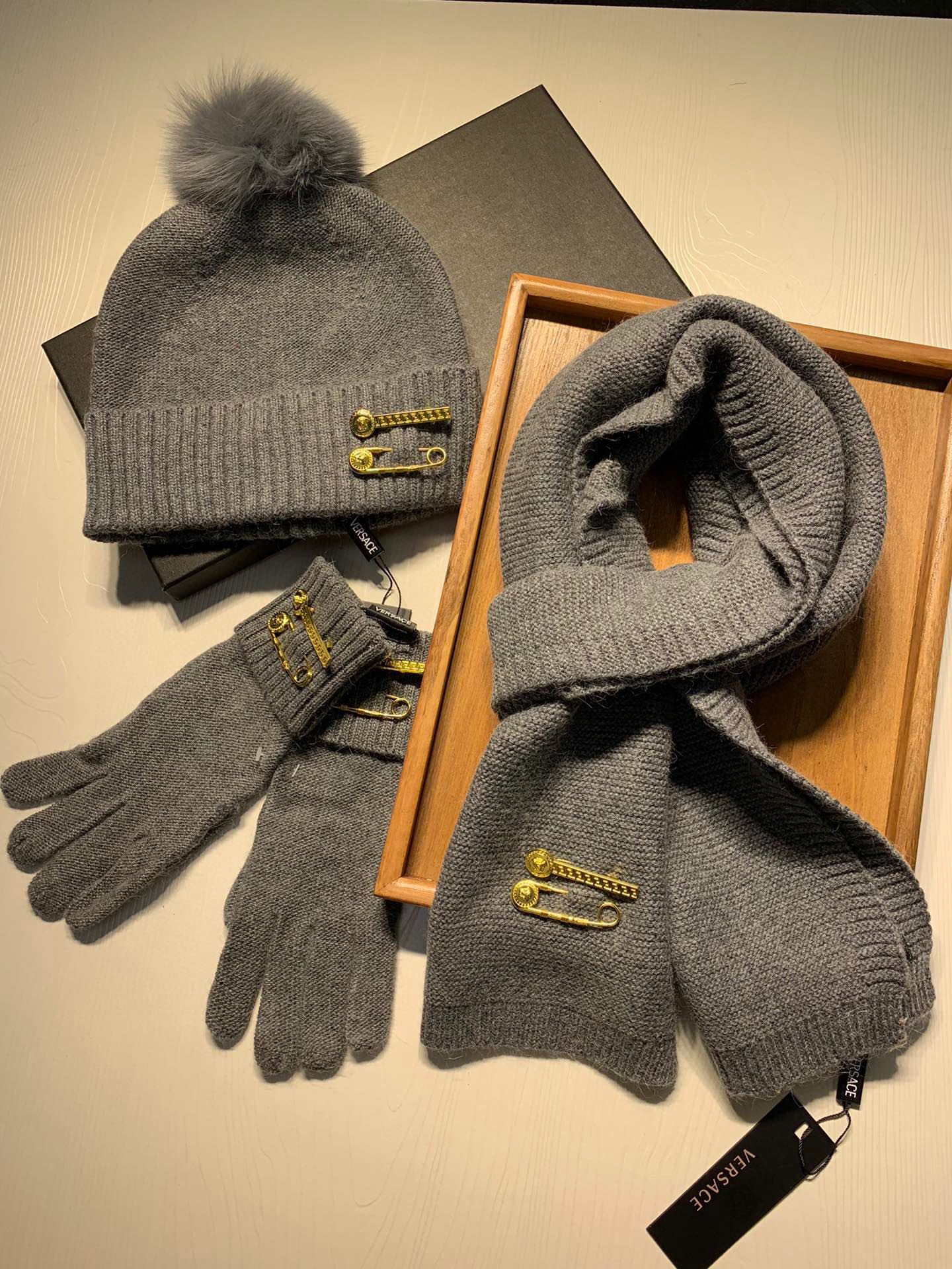 versace scarf and hat set