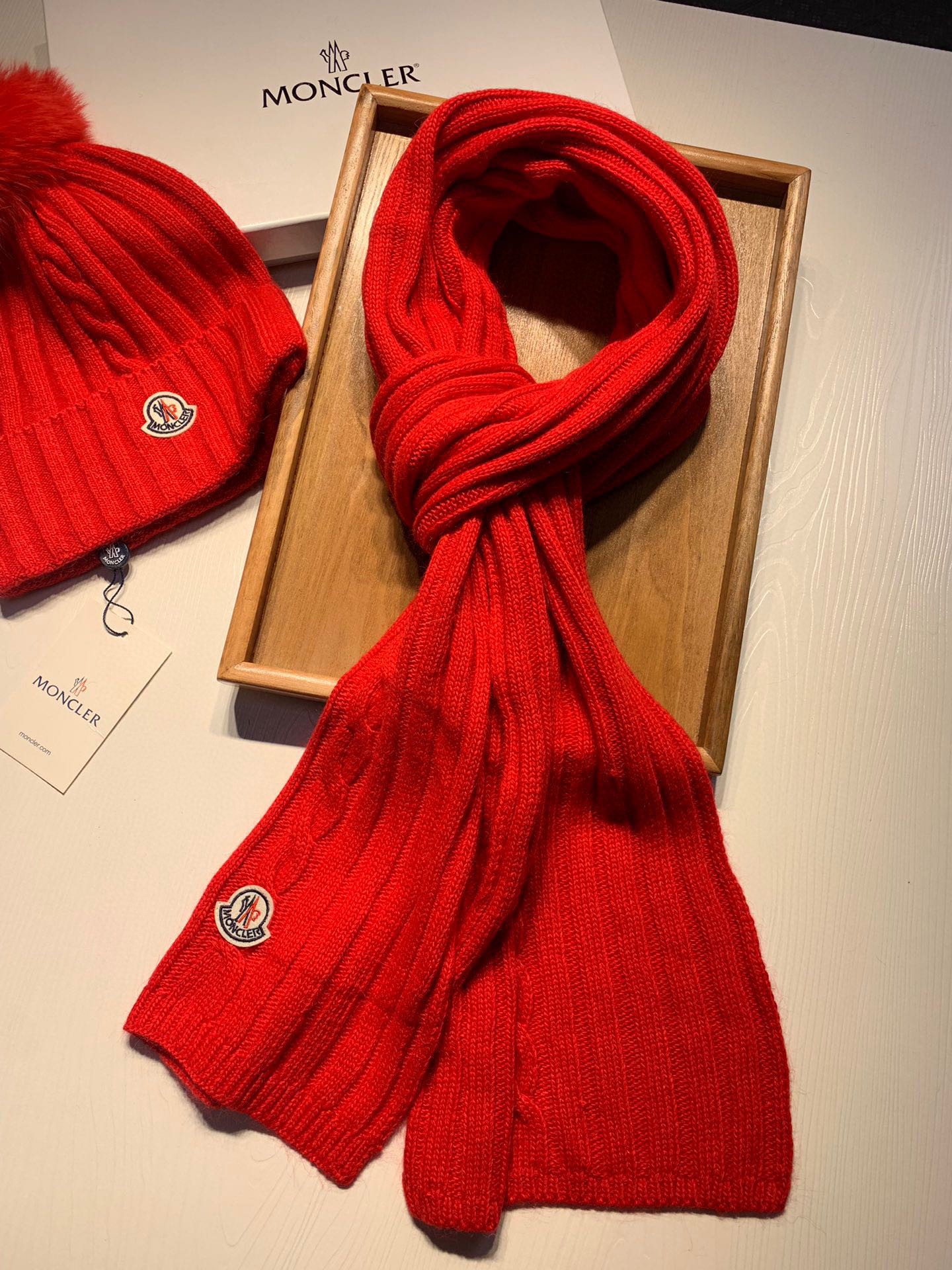 moncler red scarf