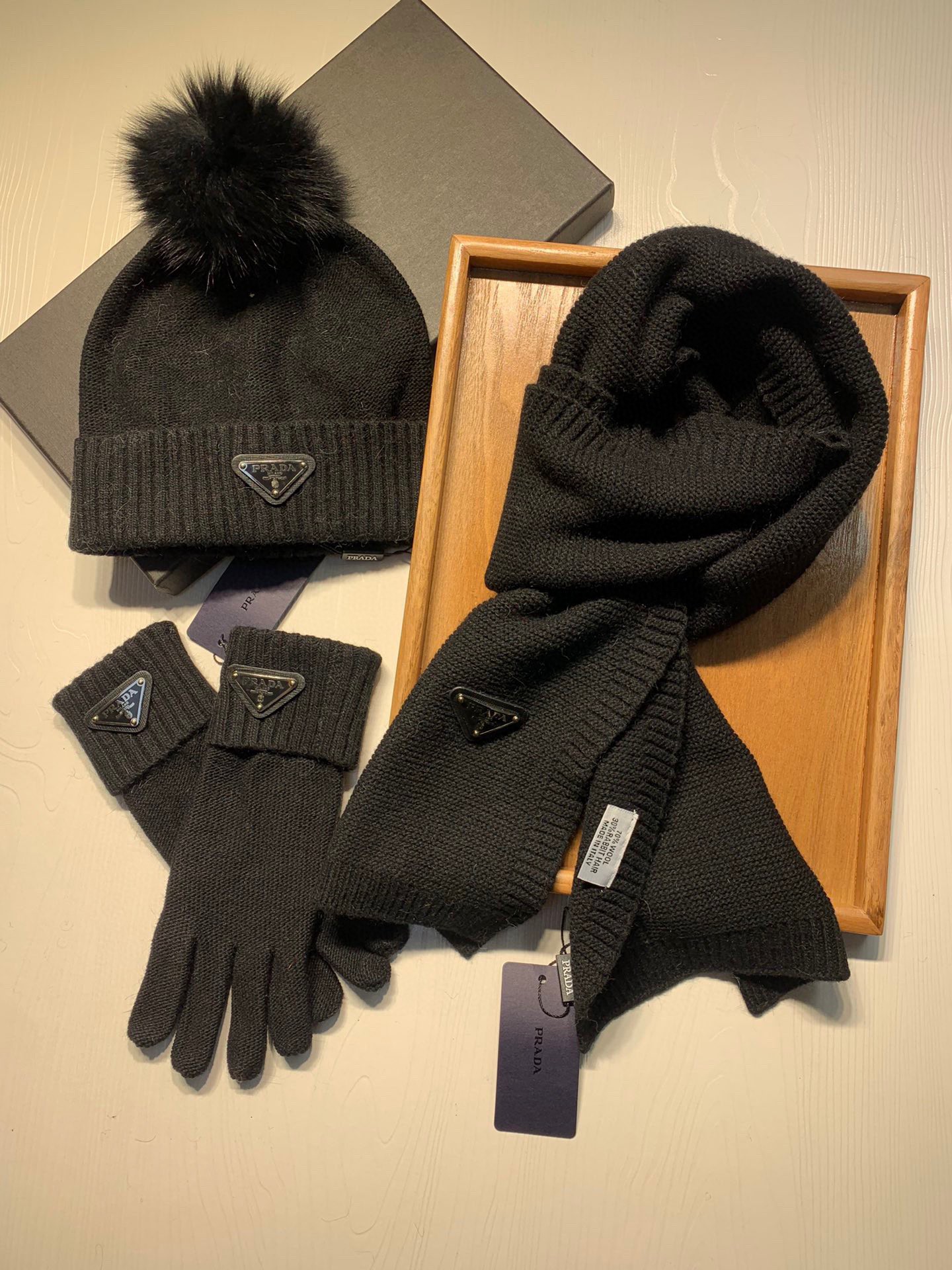 prada scarf and hat