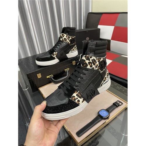 Replica Philipp Plein PP High Tops Shoes For Men #909086 $76.00 USD for Wholesale