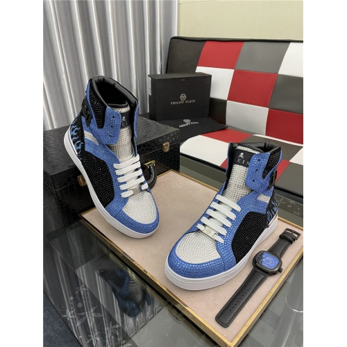 Replica Philipp Plein PP High Tops Shoes For Men #909089 $102.00 USD for Wholesale