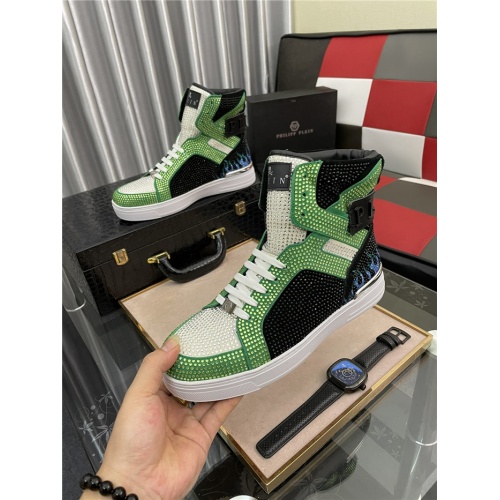 Replica Philipp Plein PP High Tops Shoes For Men #909090 $102.00 USD for Wholesale