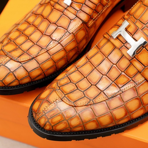 Replica Hermes Leather Shoes For Men #909238 $82.00 USD for Wholesale