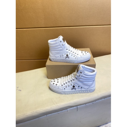 Replica Philipp Plein PP High Tops Shoes For Men #909269 $88.00 USD for Wholesale