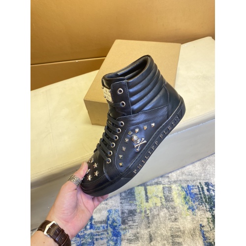 Replica Philipp Plein PP High Tops Shoes For Men #909270 $88.00 USD for Wholesale