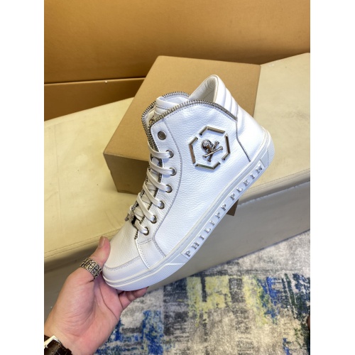 Replica Philipp Plein PP High Tops Shoes For Men #909271 $88.00 USD for Wholesale