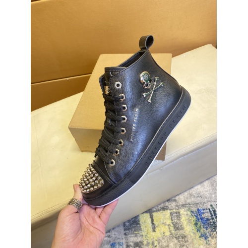 Replica Philipp Plein PP High Tops Shoes For Men #909272 $88.00 USD for Wholesale