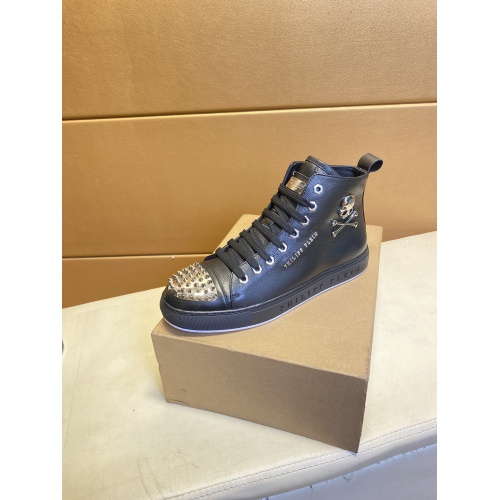 Replica Philipp Plein PP High Tops Shoes For Men #909272 $88.00 USD for Wholesale