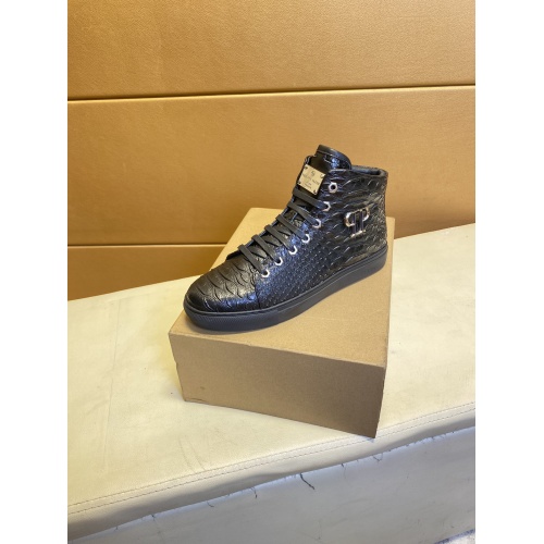 Replica Philipp Plein PP High Tops Shoes For Men #909280 $88.00 USD for Wholesale