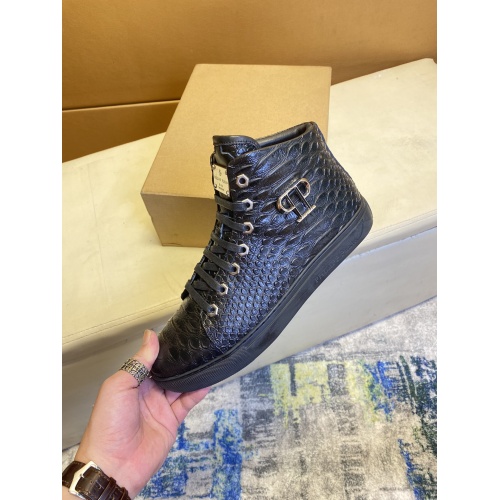 Replica Philipp Plein PP High Tops Shoes For Men #909280 $88.00 USD for Wholesale