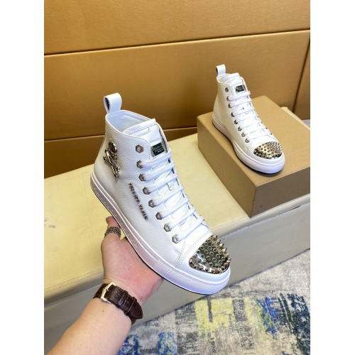 Replica Philipp Plein PP High Tops Shoes For Men #909281 $88.00 USD for Wholesale