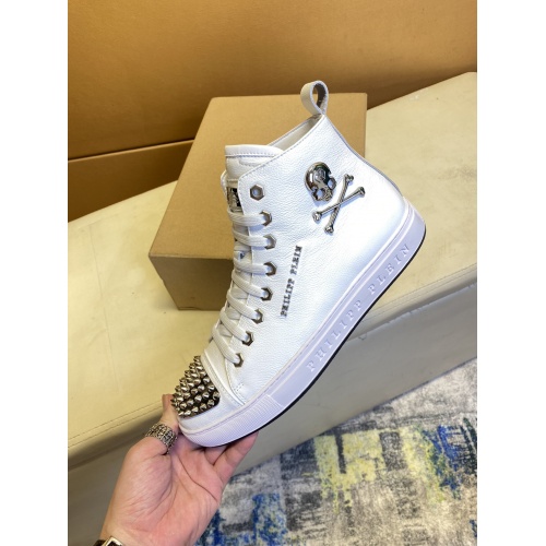 Replica Philipp Plein PP High Tops Shoes For Men #909281 $88.00 USD for Wholesale