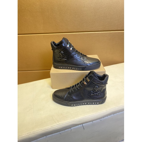 Replica Philipp Plein PP High Tops Shoes For Men #909282 $88.00 USD for Wholesale