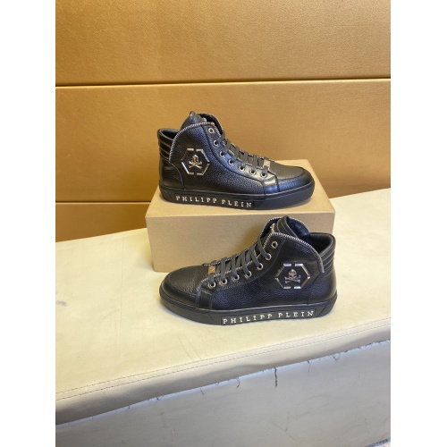 Replica Philipp Plein PP High Tops Shoes For Men #909283 $88.00 USD for Wholesale