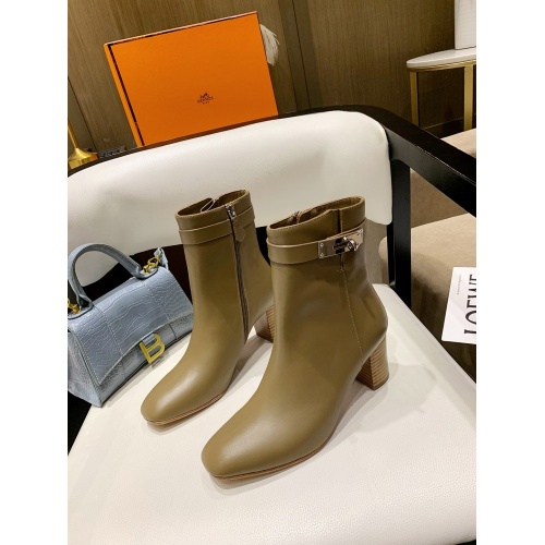 Replica Hermes Boots For Women #909386 $145.00 USD for Wholesale