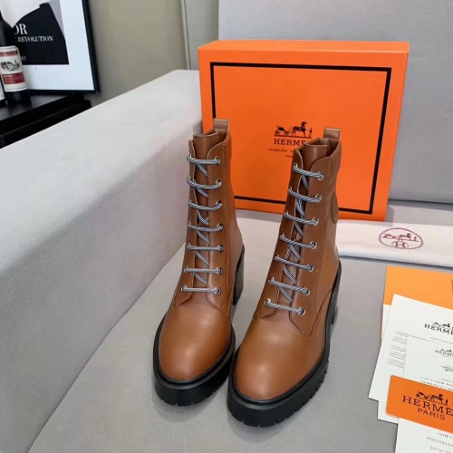Replica Hermes Boots For Women #909392 $145.00 USD for Wholesale