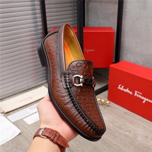 Replica Salvatore Ferragamo Leather Shoes For Men #910119 $82.00 USD for Wholesale
