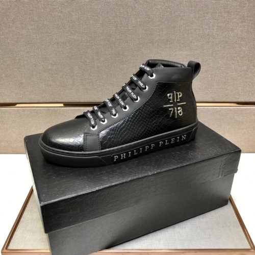 Replica Philipp Plein PP High Tops Shoes For Men #910238 $88.00 USD for Wholesale