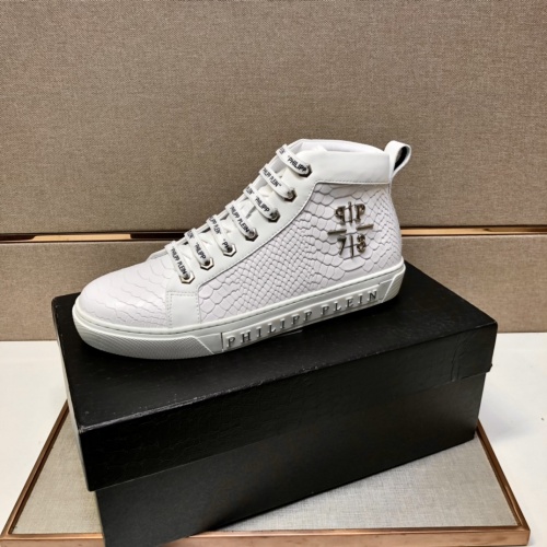 Replica Philipp Plein PP High Tops Shoes For Men #910239 $88.00 USD for Wholesale