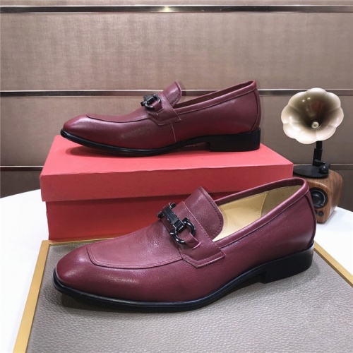 Replica Salvatore Ferragamo Leather Shoes For Men #910779 $88.00 USD for Wholesale