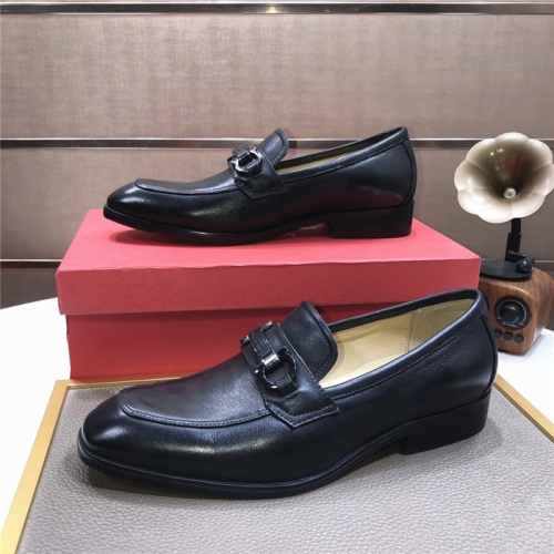 Replica Salvatore Ferragamo Leather Shoes For Men #910780 $88.00 USD for Wholesale