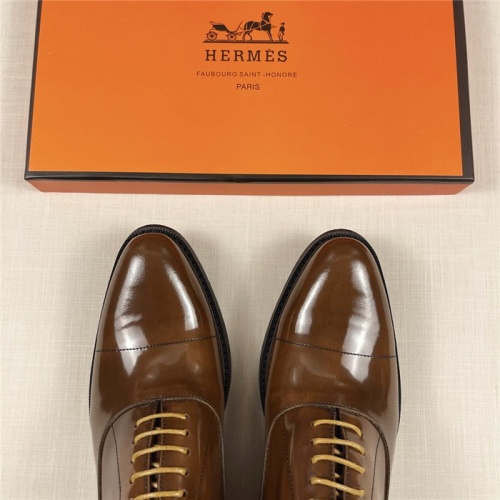 Replica Hermes Leather Shoes For Men #910795 $85.00 USD for Wholesale