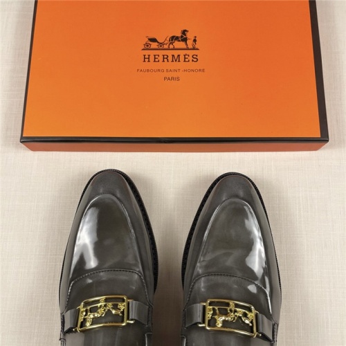 Replica Hermes Leather Shoes For Men #910798 $92.00 USD for Wholesale