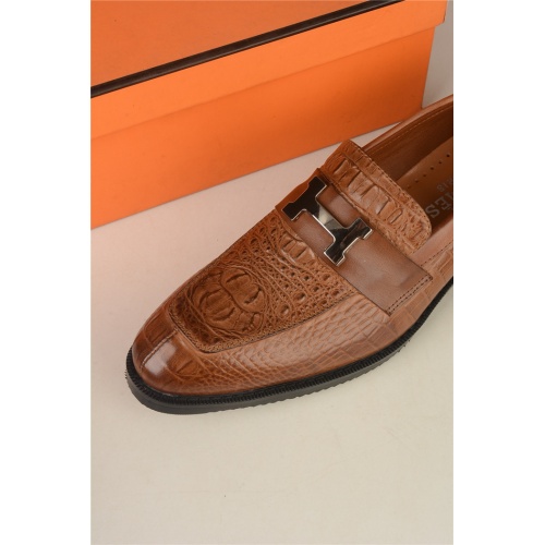 Replica Hermes Leather Shoes For Men #910863 $80.00 USD for Wholesale