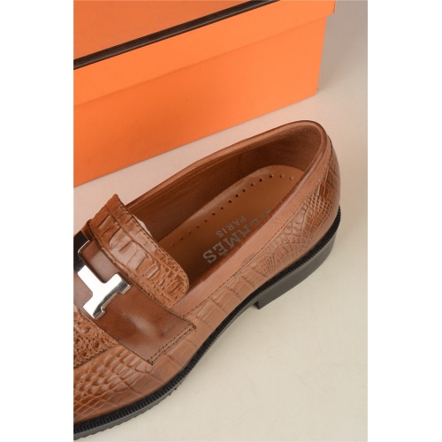Replica Hermes Leather Shoes For Men #910863 $80.00 USD for Wholesale