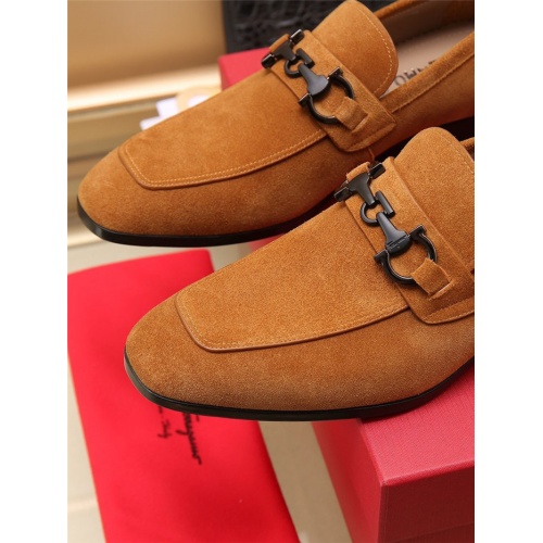 Replica Salvatore Ferragamo Leather Shoes For Men #911702 $118.00 USD for Wholesale