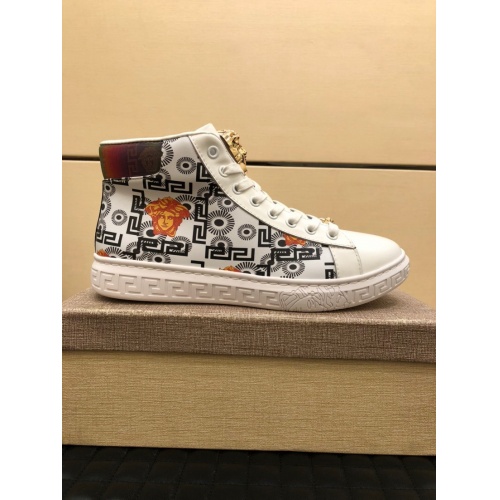 Replica Versace High Tops Shoes For Men #911761 $80.00 USD for Wholesale