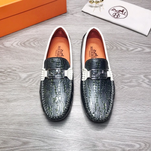 Replica Hermes Leather Shoes For Men #912201 $68.00 USD for Wholesale