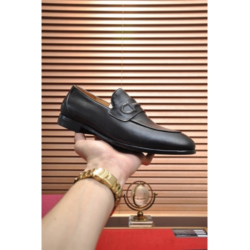 Replica Salvatore Ferragamo Leather Shoes For Men #914157 $96.00 USD for Wholesale