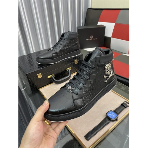 Replica Philipp Plein PP High Tops Shoes For Men #914168 $85.00 USD for Wholesale