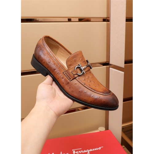 Replica Salvatore Ferragamo Leather Shoes For Men #914213 $82.00 USD for Wholesale