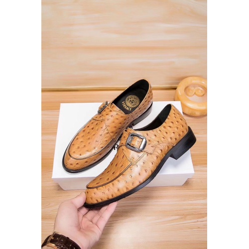 Replica Versace Leather Shoes For Men #914251 $80.00 USD for Wholesale