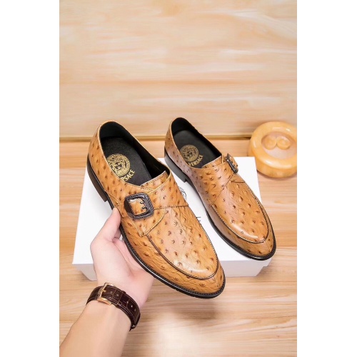 Replica Versace Leather Shoes For Men #914251 $80.00 USD for Wholesale