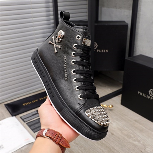 Replica Philipp Plein PP High Tops Shoes For Men #915551 $85.00 USD for Wholesale