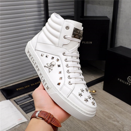 Replica Philipp Plein PP High Tops Shoes For Men #915552 $85.00 USD for Wholesale
