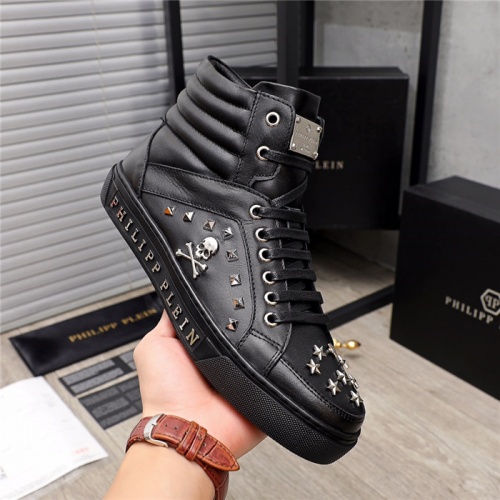 Replica Philipp Plein PP High Tops Shoes For Men #915553 $85.00 USD for Wholesale