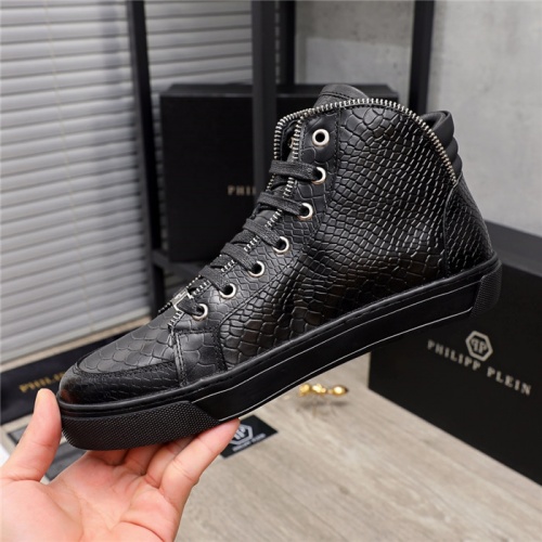 Replica Philipp Plein PP High Tops Shoes For Men #915558 $85.00 USD for Wholesale