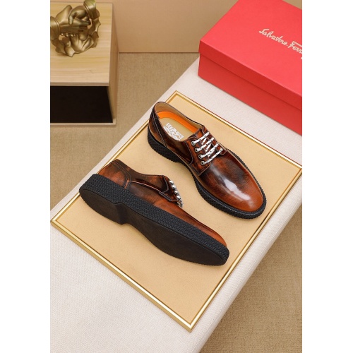 Replica Salvatore Ferragamo Leather Shoes For Men #917552 $96.00 USD for Wholesale